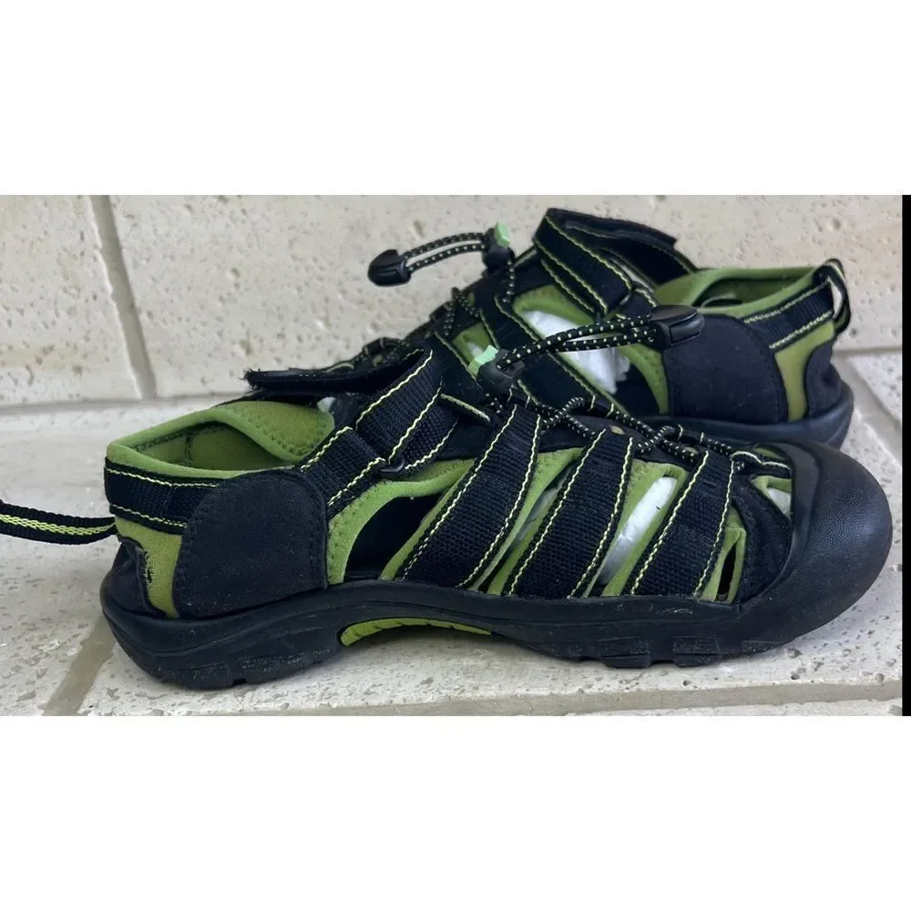 Keen NEWPORT H2 Youth Kids Black Lime Green Waterproof Sandals Size 5